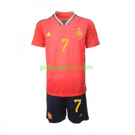 Koszulka Hiszpania Alvaro Morata 7 Dziecięca Główna MŚ 2022 Koszulki Piłkarskie